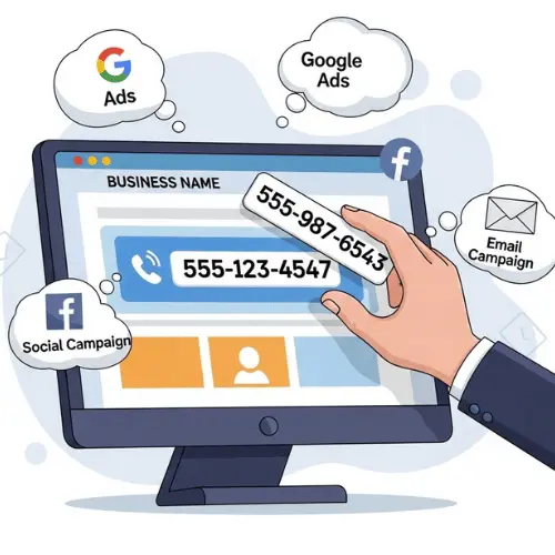 Dynamic number insertion tracking Google Ads vs Facebook calls
