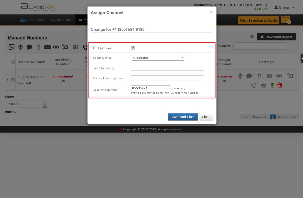 New Static Call Tracking Number Configuration before Use