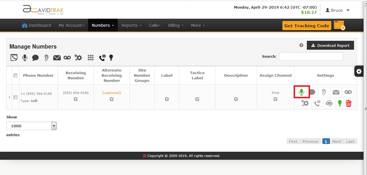 New Static Call Tracking Number Configuration before Use