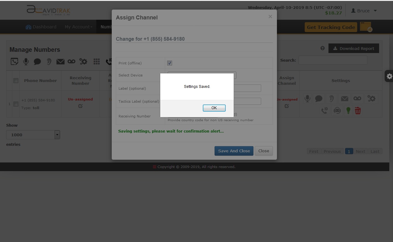 AvidTrak User Interface New Lite/Static Number Setup and Configuration