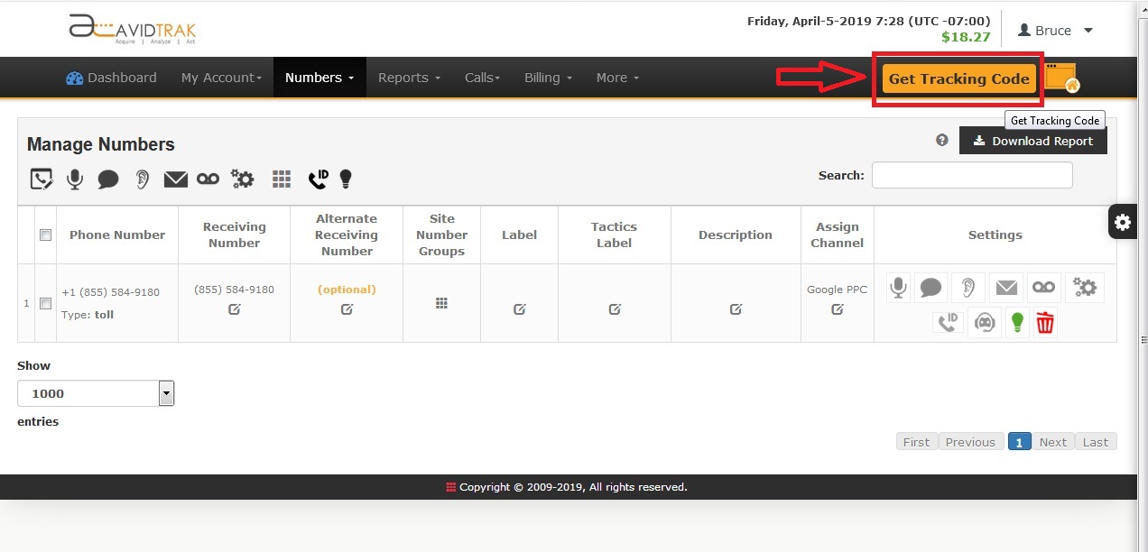 Screenshot of AvidTrak JavaScript for newly setup AvidTrak ProLite Account