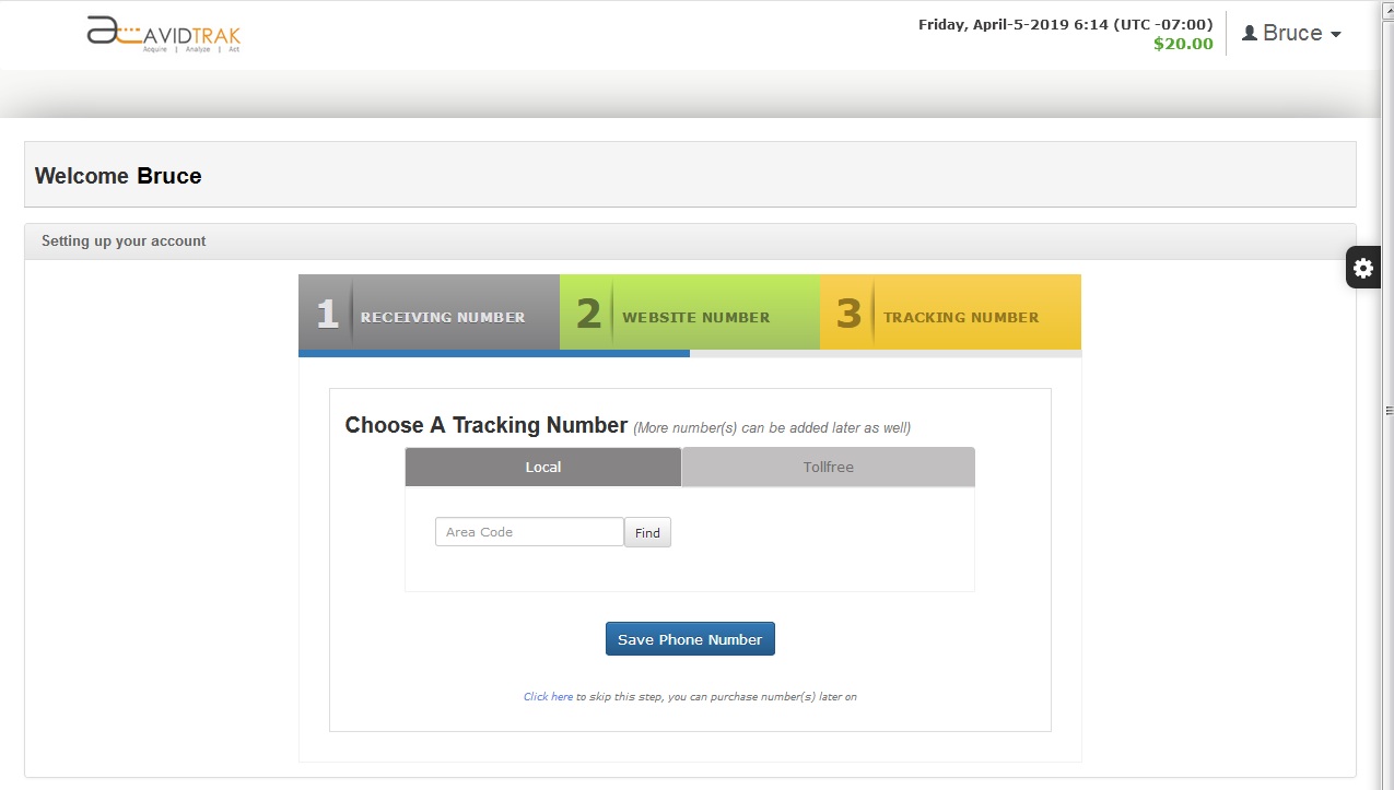 AvidTrak Pro New Account Setup and Phone Number Purchase