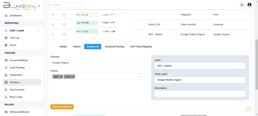 Keyword Tracking with DNI