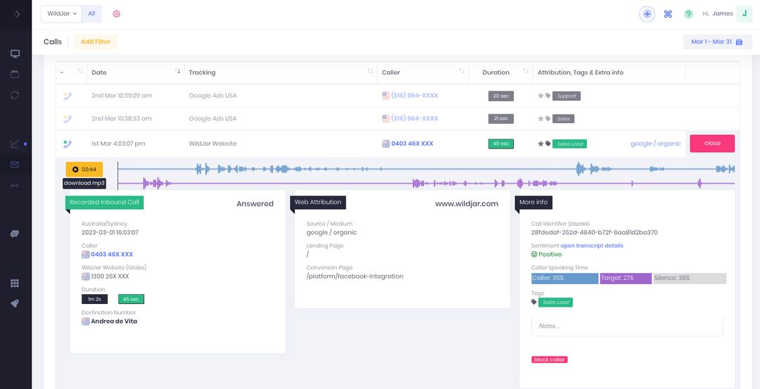 Call Tracking and Recording