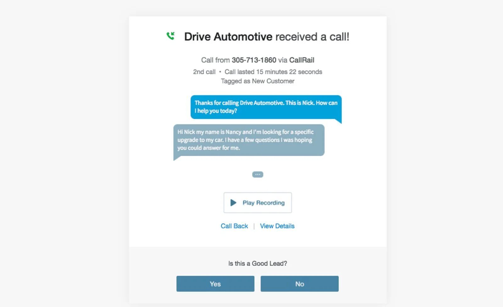 Missed Call Alerts