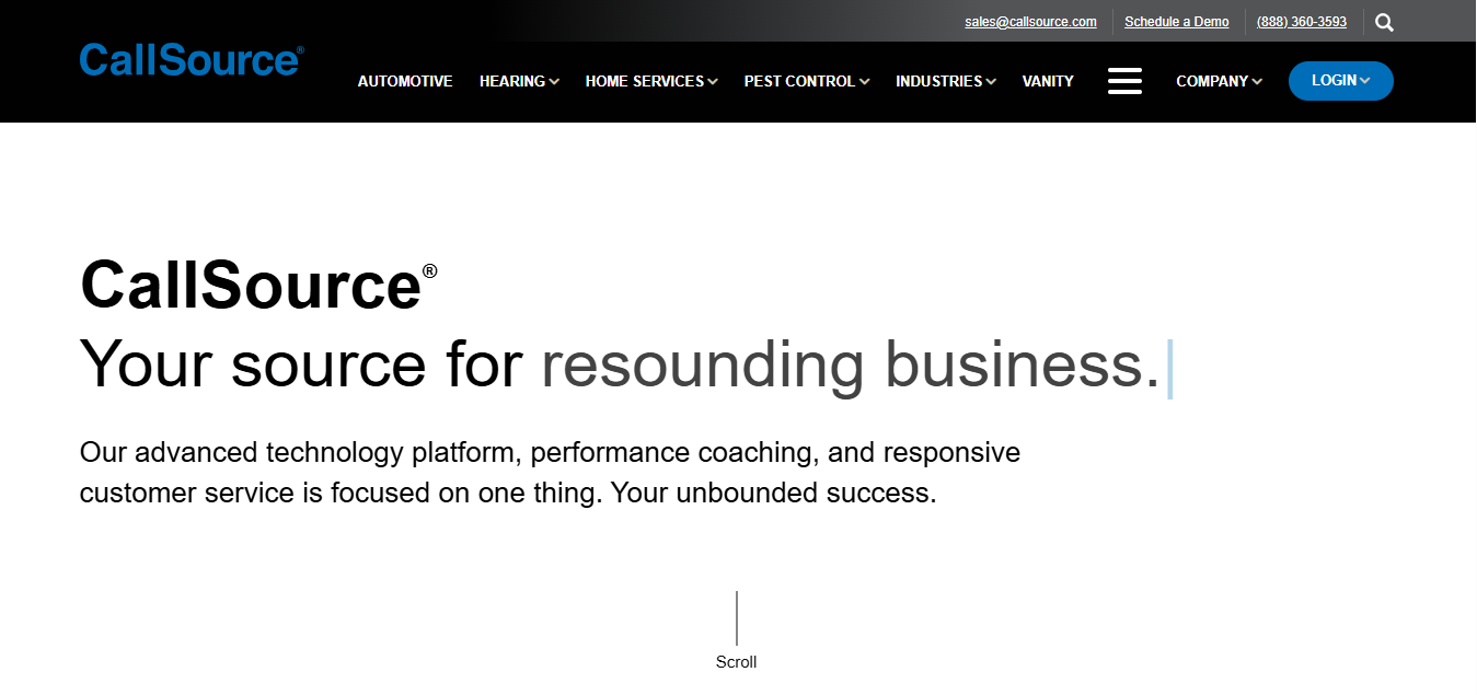 CallSource's website 