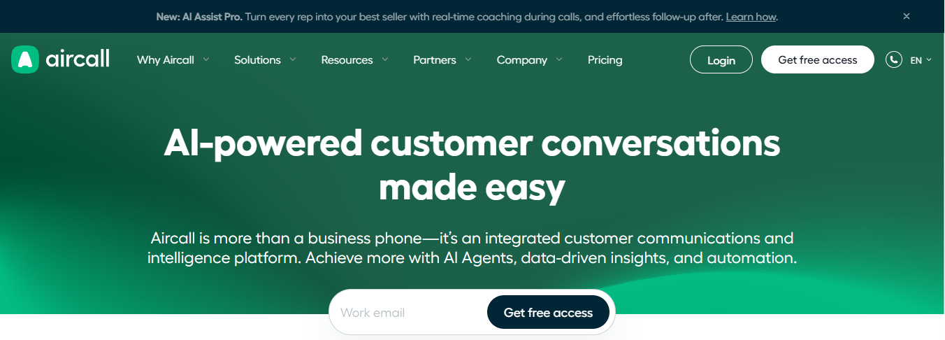 Aircall's website
