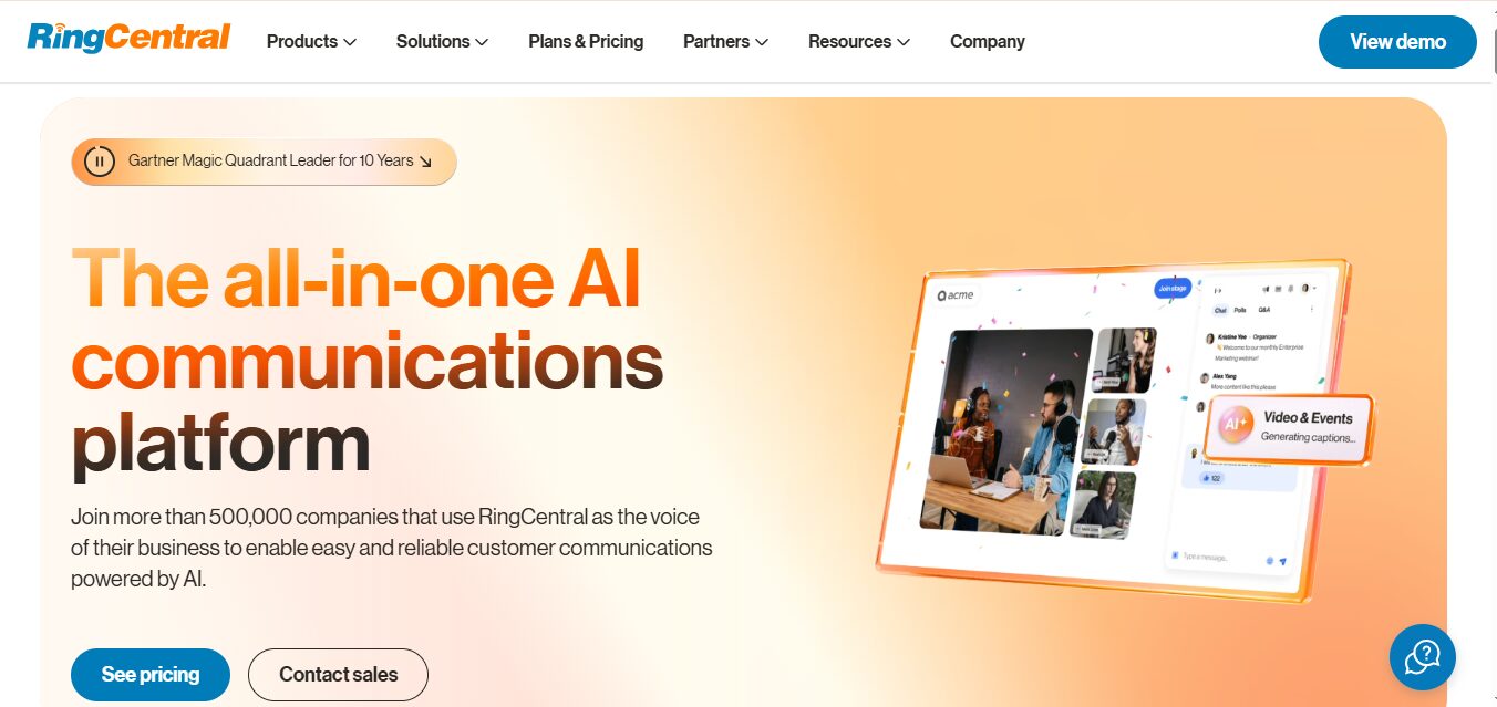 RingCentral website 