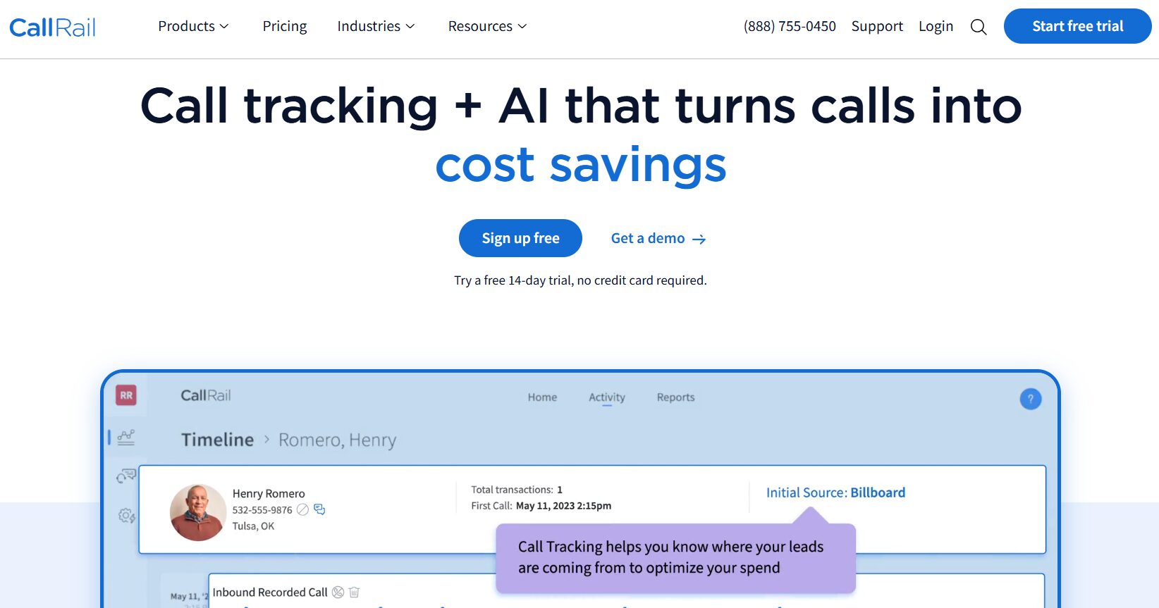 CallRail's website