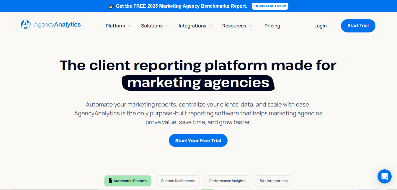 AgencyAnalytics's website