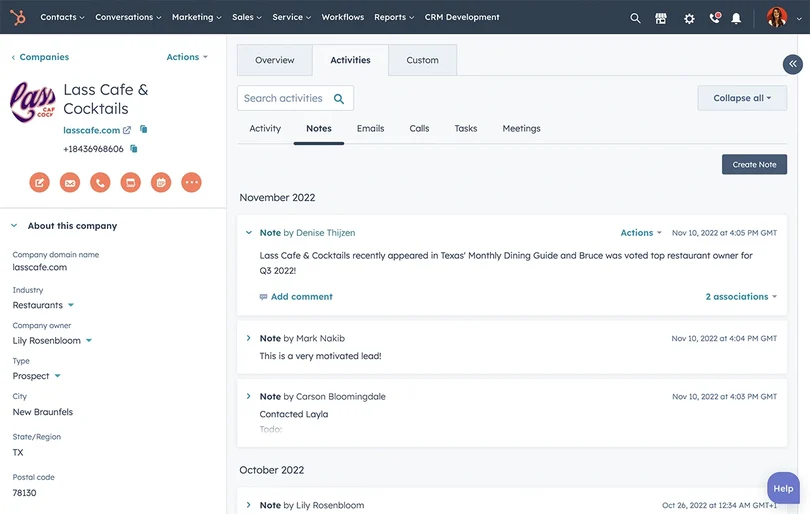 HubSpot's lead management