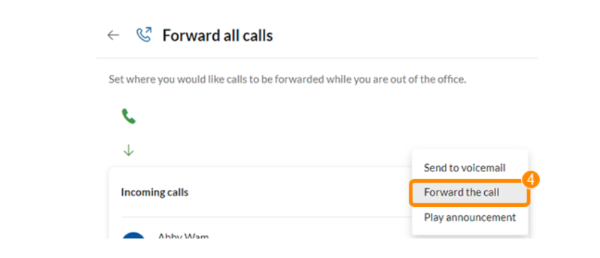 Call forwarding in RingCentral