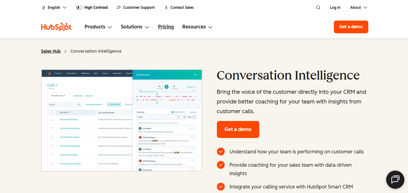 HubSpot Conversation Intelligence