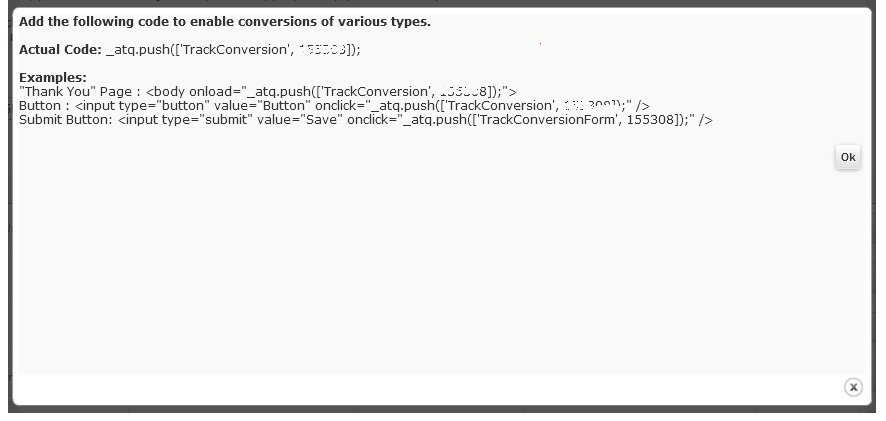 Example of AvidTrak Online Conversion Tracking Code